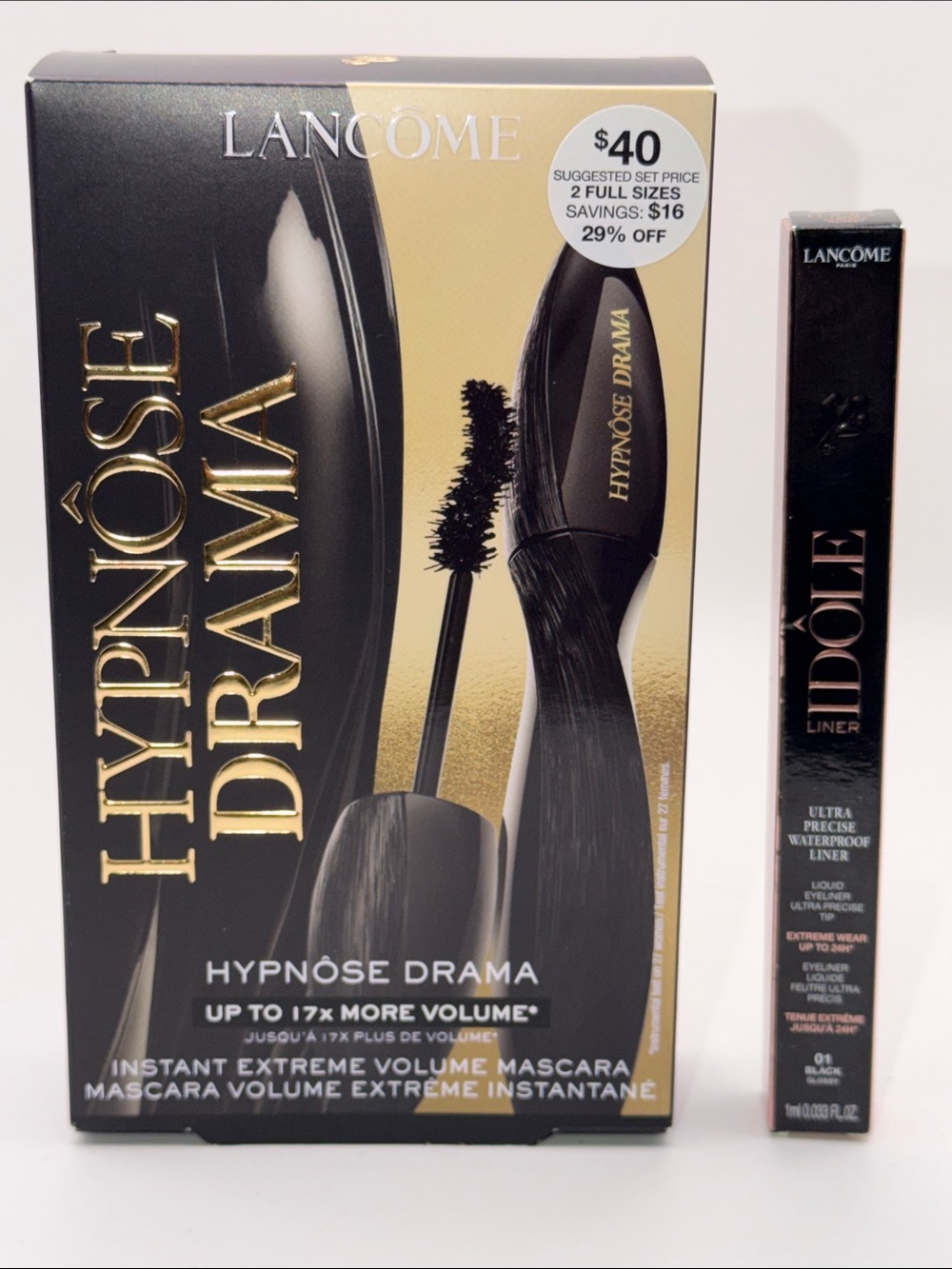 Lancôme Hypnôse Drama Mascara Set+Idôle Liner Bundle 4 Items Total $65 Value NIB